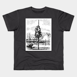 Scenery of a crazy person hanging on a plank Kids T-Shirt